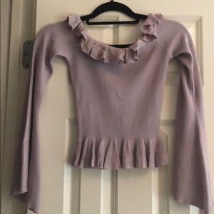 Mauve off the shoulder knit top